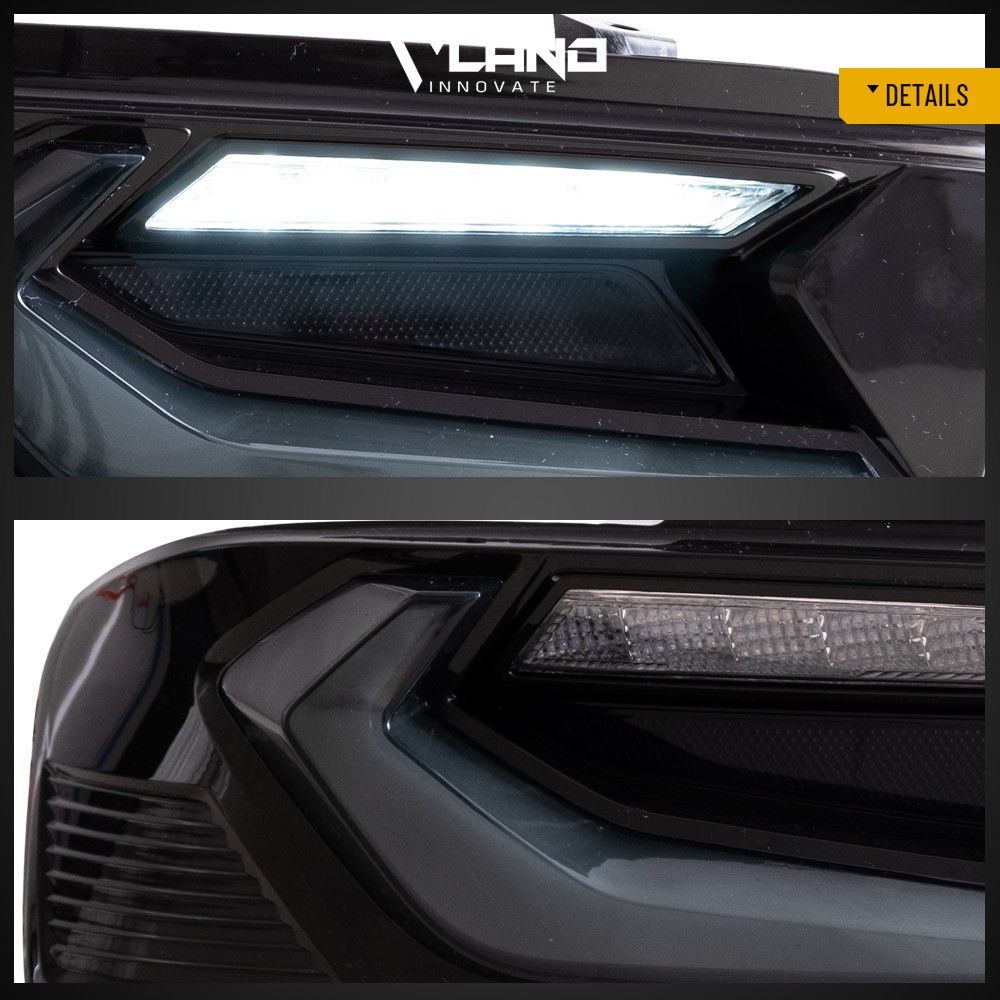 Pair VLAND FULL LED Tail Lights For Chevy Camaro 2016-2018 DRL Smoked Sequentail