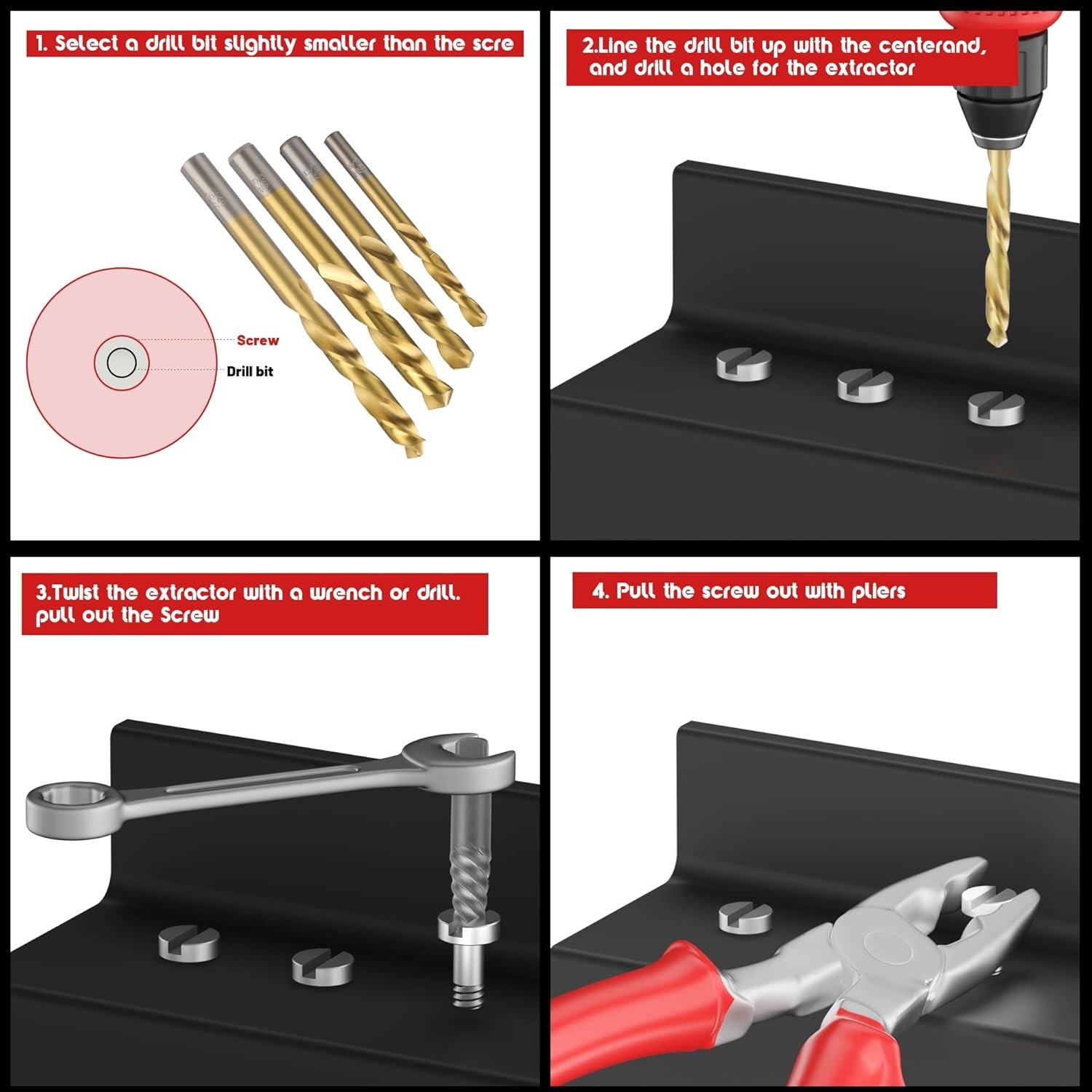 14 Pieces , Left Hand Drill Bits Set for Removing Stripped Screws and Broken …