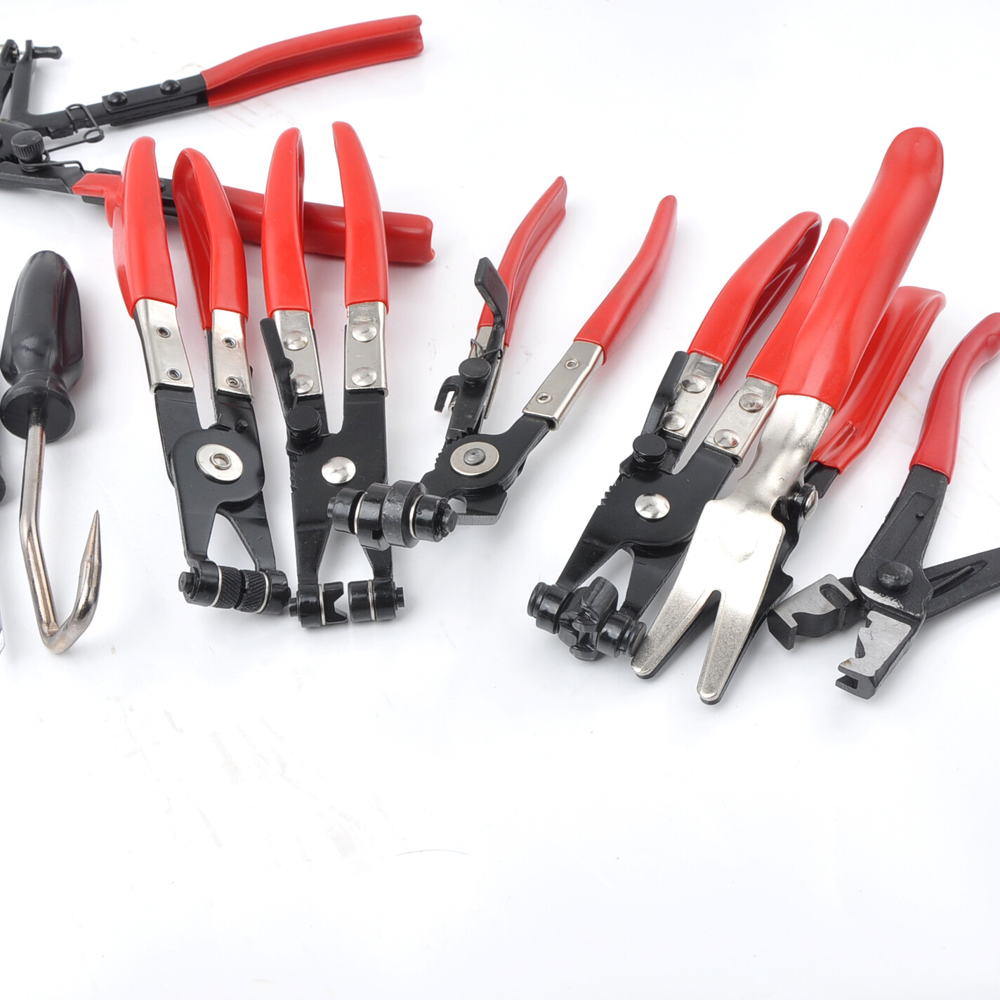 9PCS Hose Clamp Clip Plier Set Swivel Jaw Flat Angled Band Automotive Tool Set