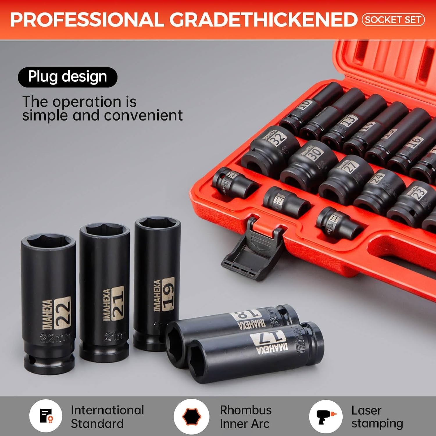 35 Pieces 1/2-Inch Drive Deep Impact Socket Set,Metric Sizes10 to 32mm,Deep C…