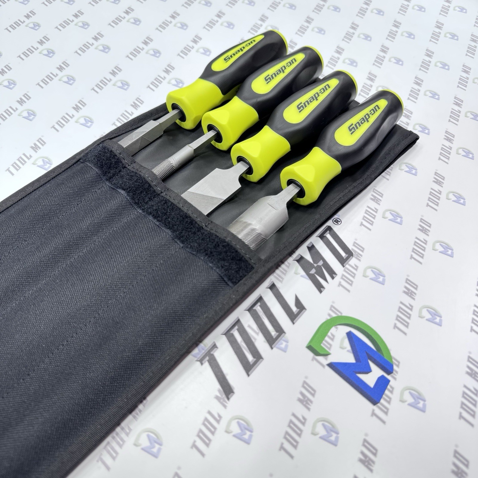 Snap-on Tools PORTUGAL NEW 4-Piece HI VIZ YELLOW Mixed File Set SGHBF600AHV