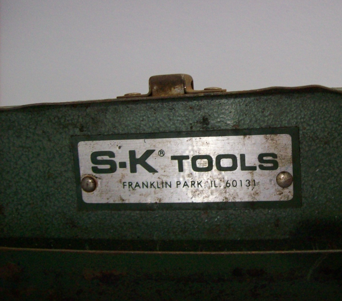 EMPTY Vintage S-K Tools Green Metal Socket Set Case Box, 15″L x 3″ W x 1.5″ T