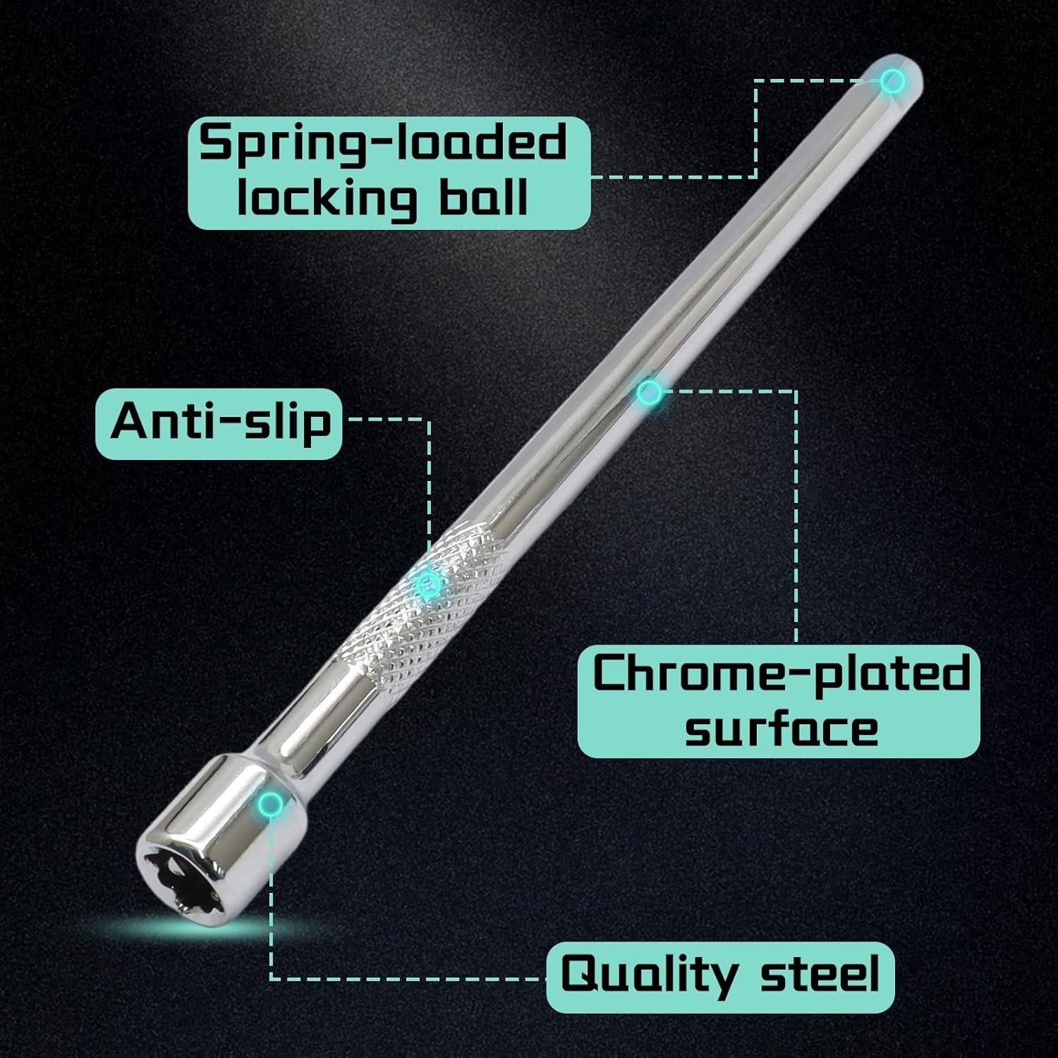 4 Pcs 1/4 Inch Chrome Vanadium Socket Extension Set with Universal Joint – He…