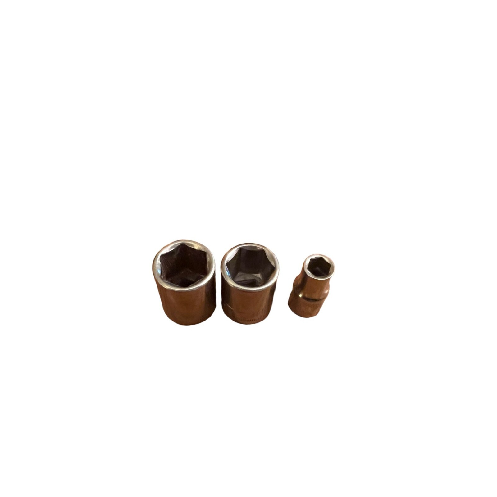 Lot of 3 Vintage Craftsman Metric Shallow Sockets 6 pt 1/4 drive 43514 43502