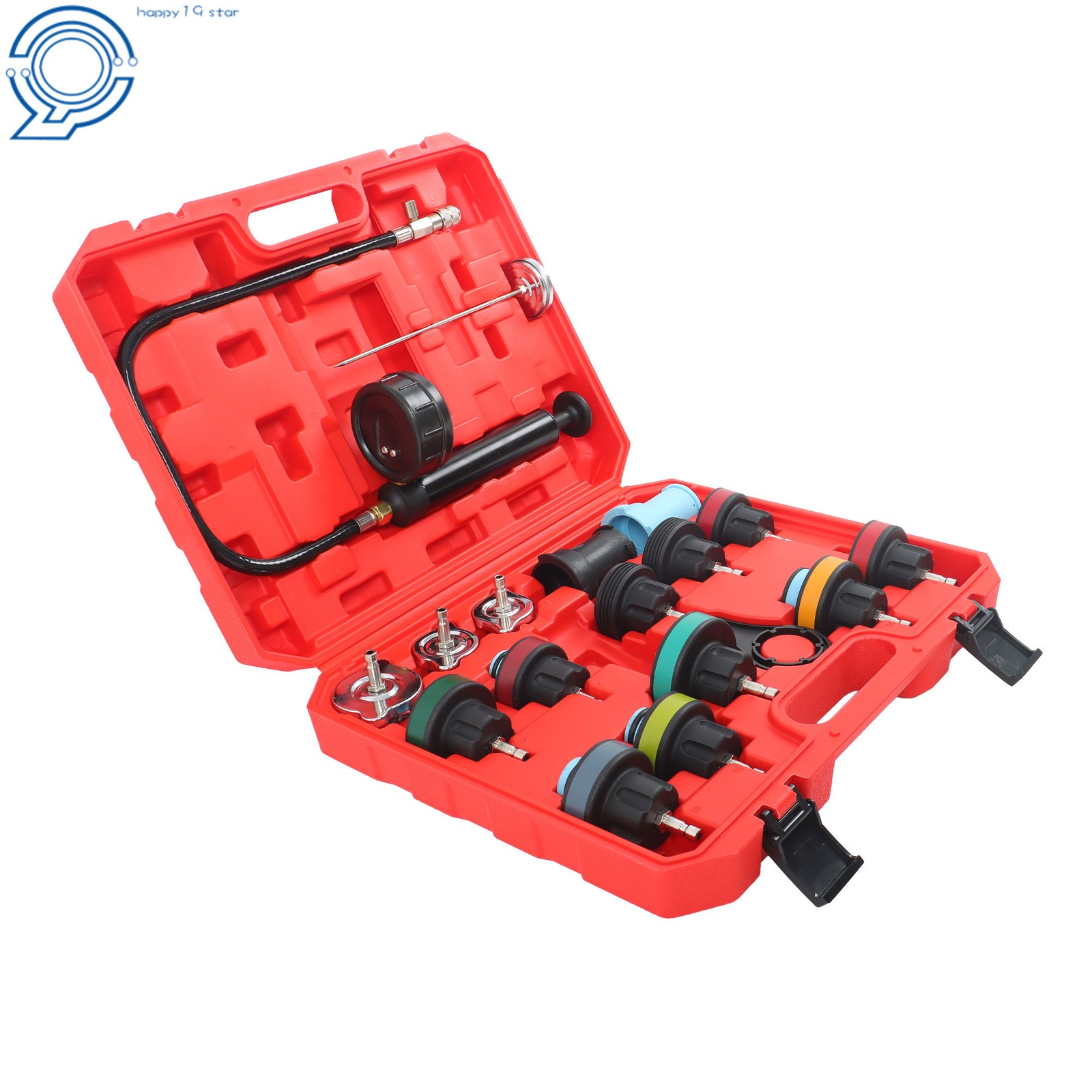 18pcs Universal Car Water Tank Leak Tester Cooling System Detector Tool Kit
