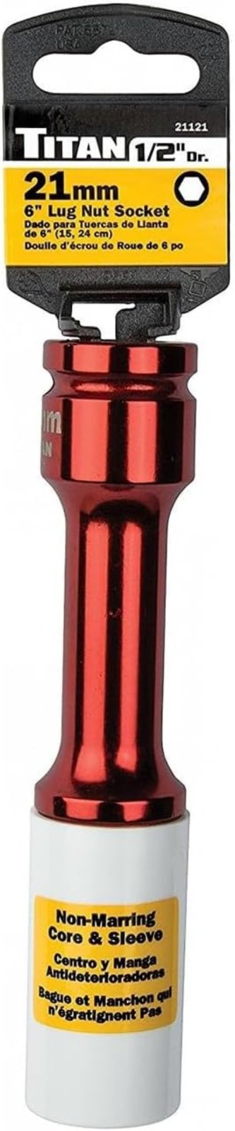 Durable 6-Inch 1/2-Inch Drive Socket with Non-Marring Core for Wheel Protection