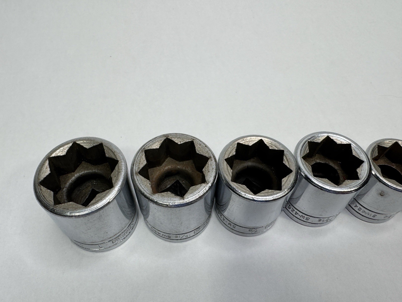 Vintage Snap-on 1/2” Drive 8 Point SAE Socket Lot 7 USA 3/8”-1” SW Series SQUARE