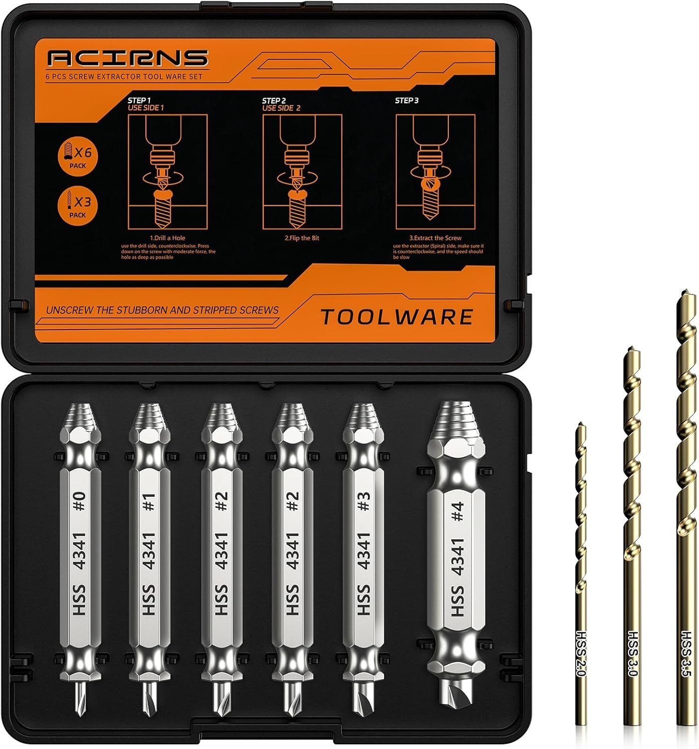 Durable High-Speed Steel Screw Extractor Set – Perfect for Fathers Day Gifts