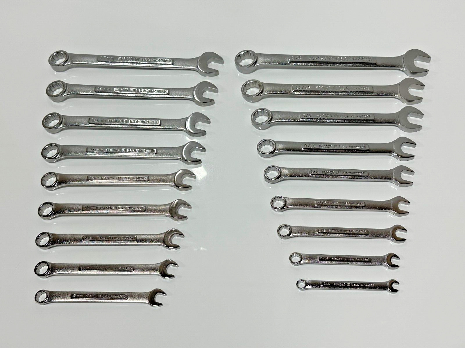 🇺🇸 Craftsman USA VA 18pc SAE 1/4-3/4 Metric 9-17mm Combination Wrench Set, NOS