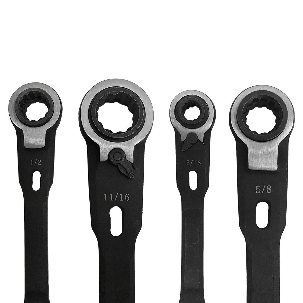 2 Pc 4 in 1 Double Box Ratcheting Wrench Ratch 6 Fasteners Star Spline SAE