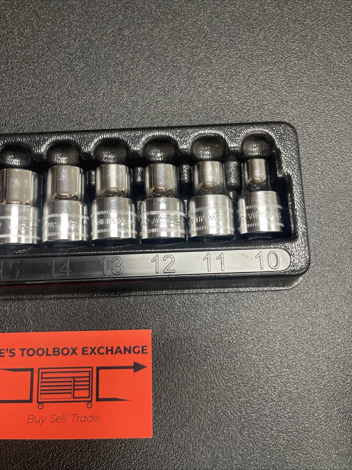 Snap-On NEW 310SWMYA 10-Pc 1/2″ Dr 12-Pt Metric Flank Drive Shallow Socket Set