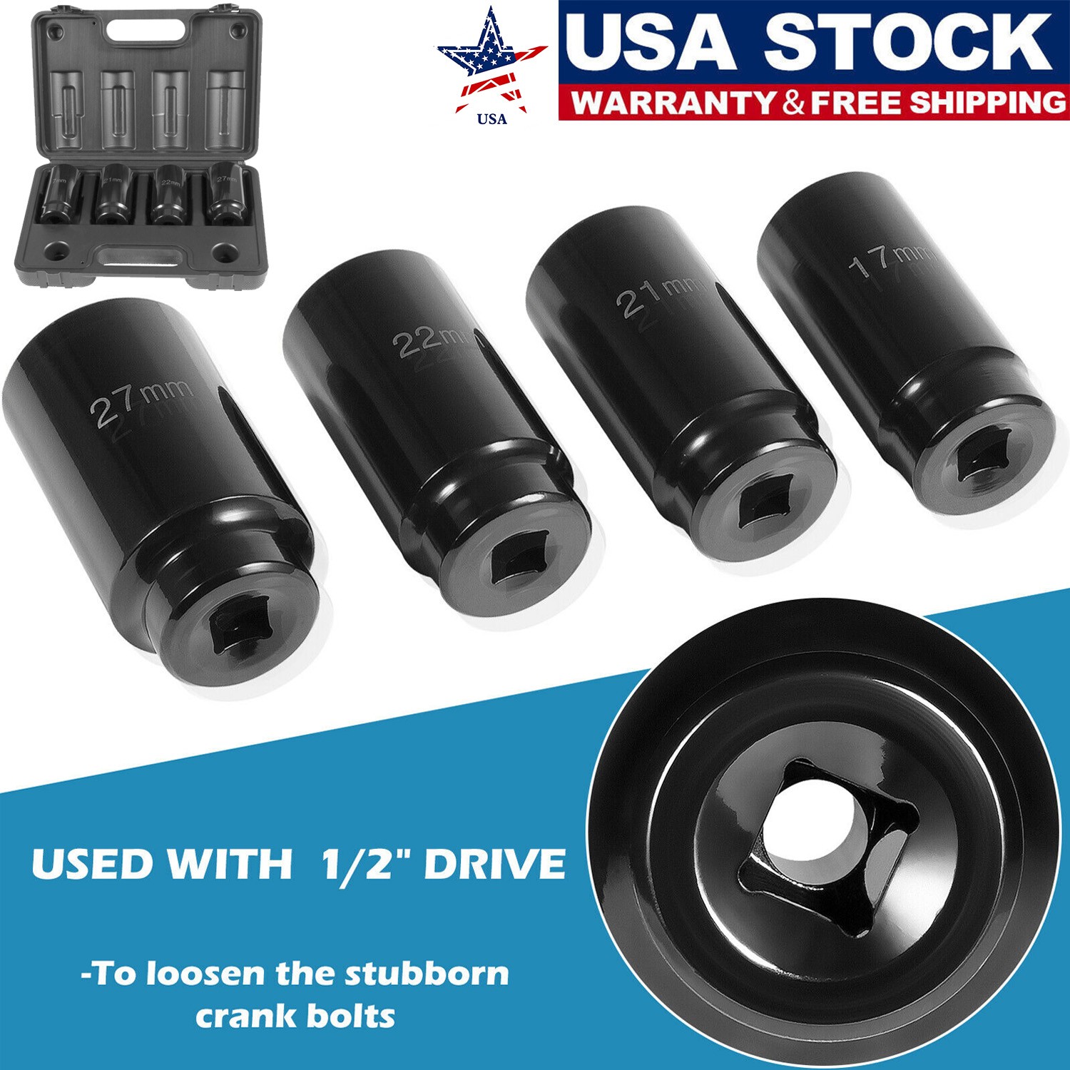 For Honda Engines Upgraded Harmonic Balancer Socket Tool Kit 17mm 21mm 22mm 27mm