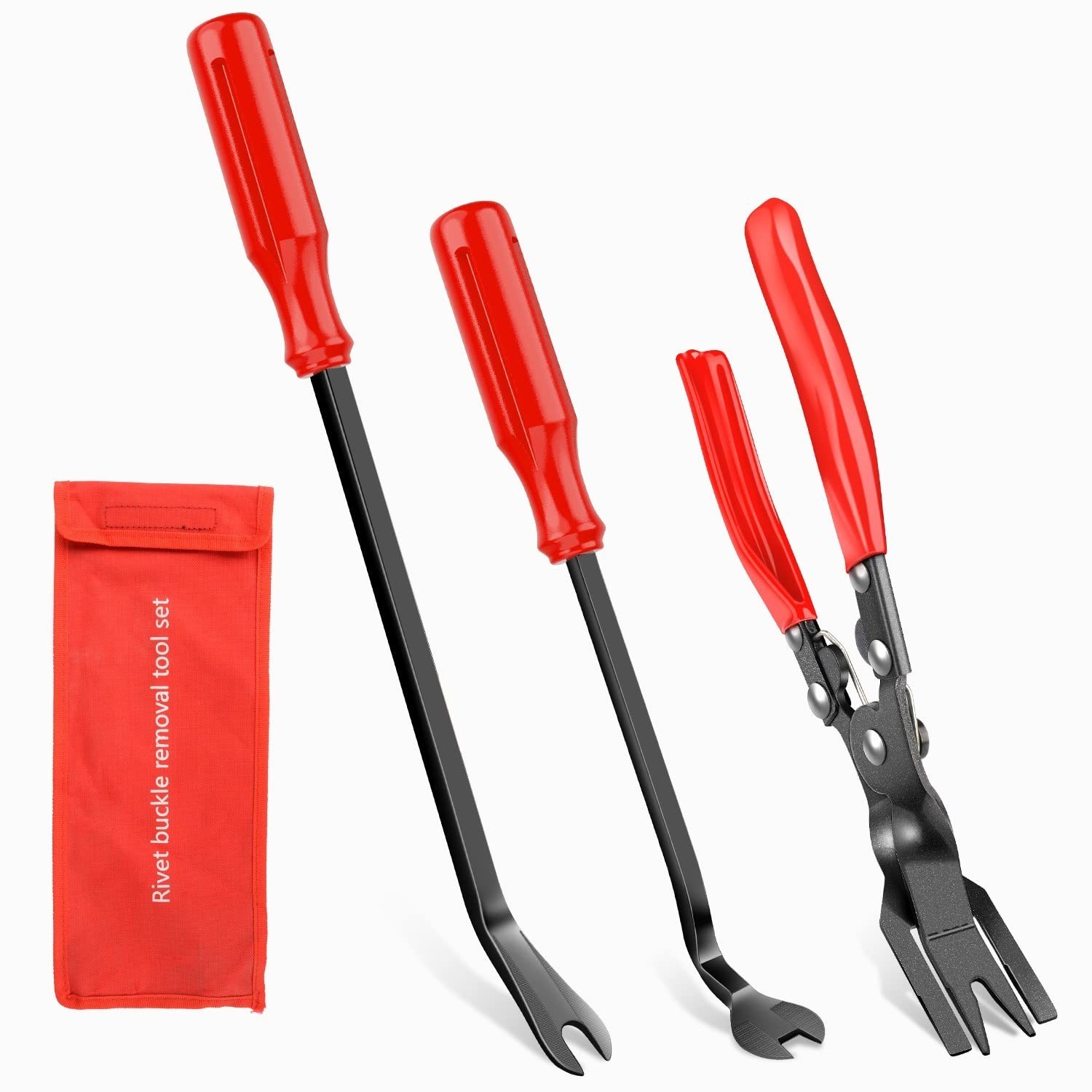3PCS Auto Trim Removal Tool Kit – Clip Pliers & Fastener Remover Set with Storag