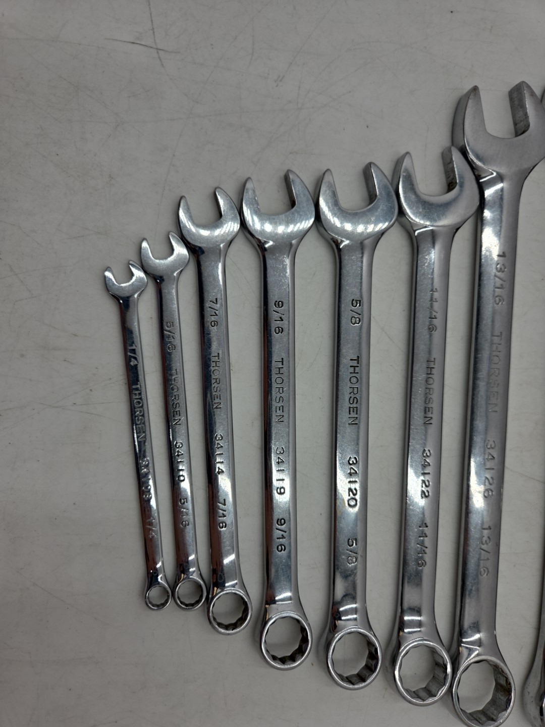 8 Pc. Thorsen Combo Wrench Set SAE 1/4, 5/16, 7/16, 9/16, 5/8, 11/16, 13/16, 7/8