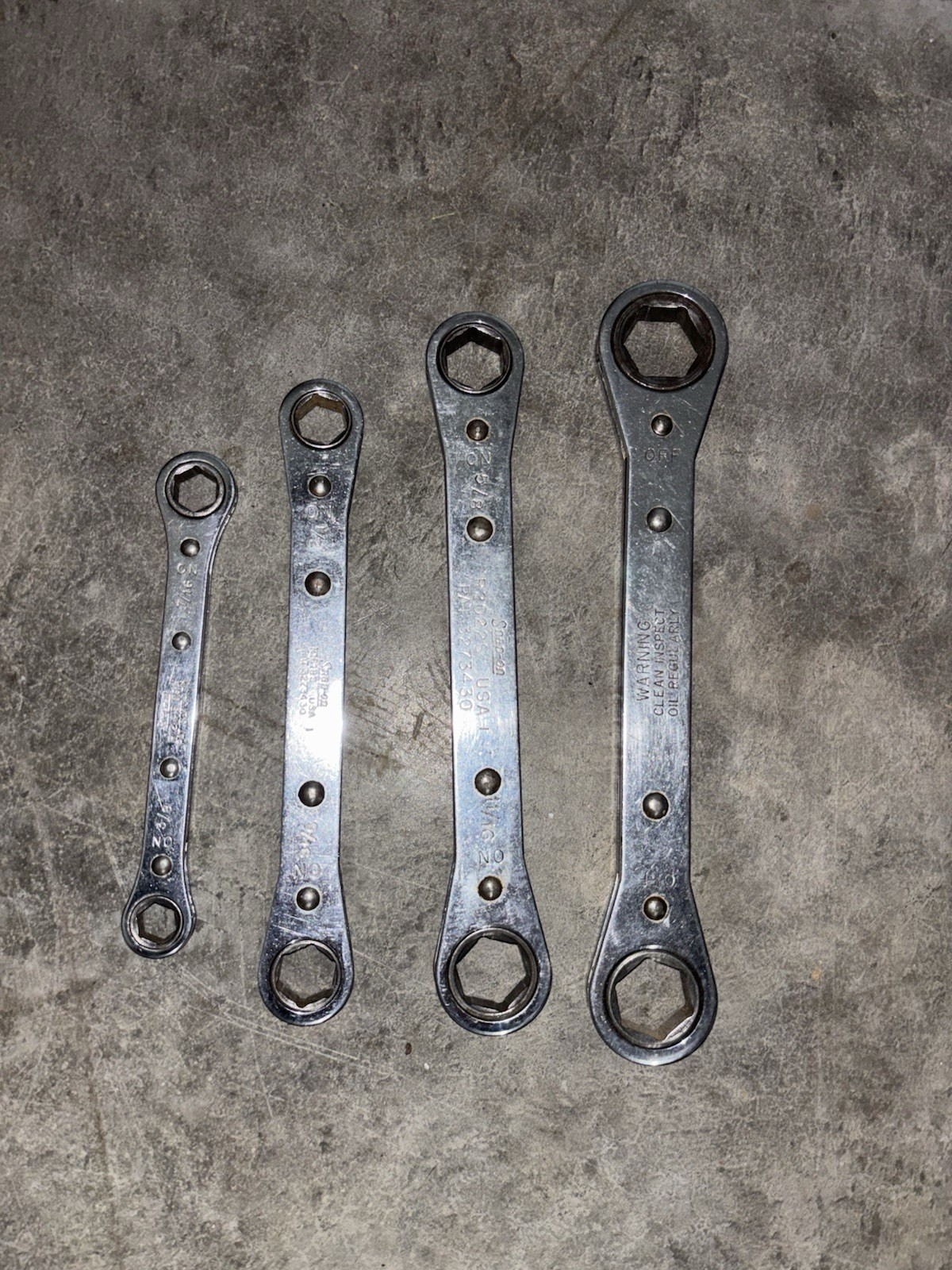 Snap-on 3/8 – 3/4 Open Ended Ratcheting Box Wrench Set