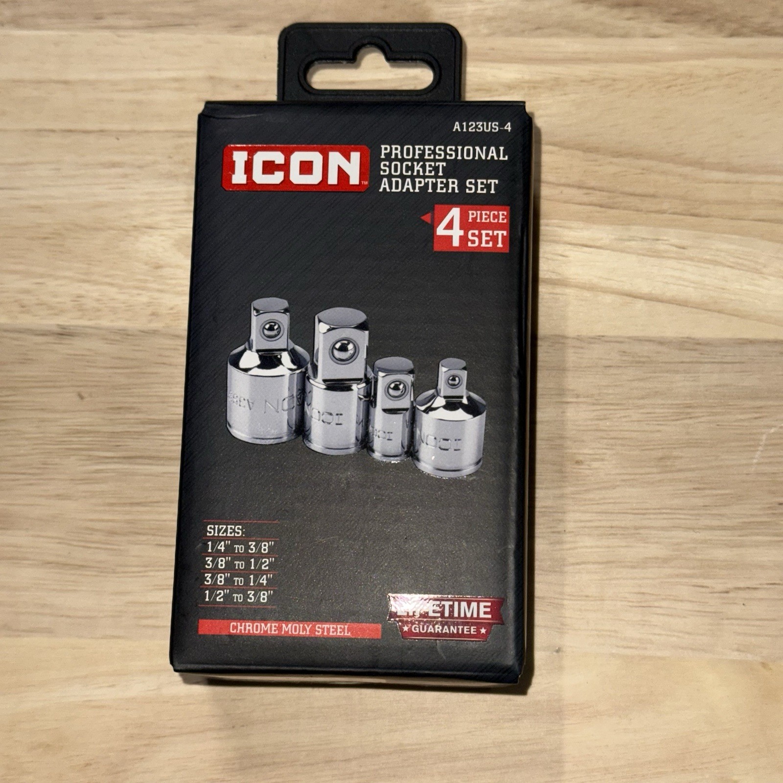 Icon Professional Socket Adapter Set 4 Piece Chrome Moly Steel A123US-4 57324