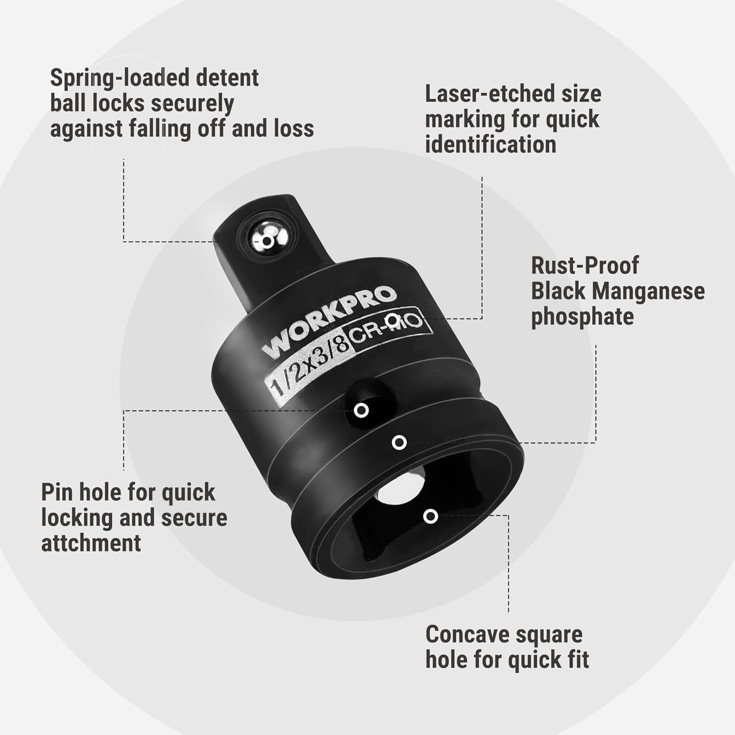 8PC Impact Socket Adapter Set – 1/4″, 3/8″, 1/2″, 3/4″, 1″ Drive Adapters wit…