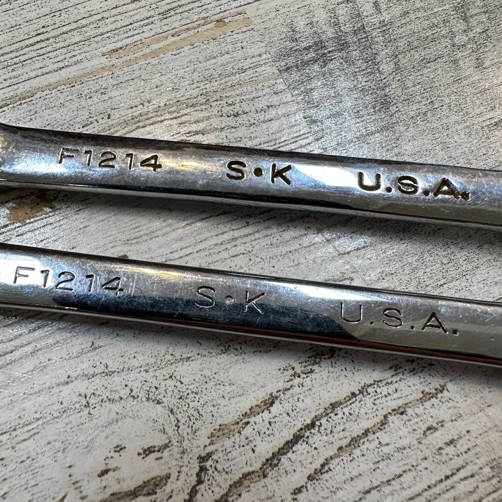 SK USA 3/8″ x 7/16″ Open End Flare Nut Wrench F1214 Lot of 2