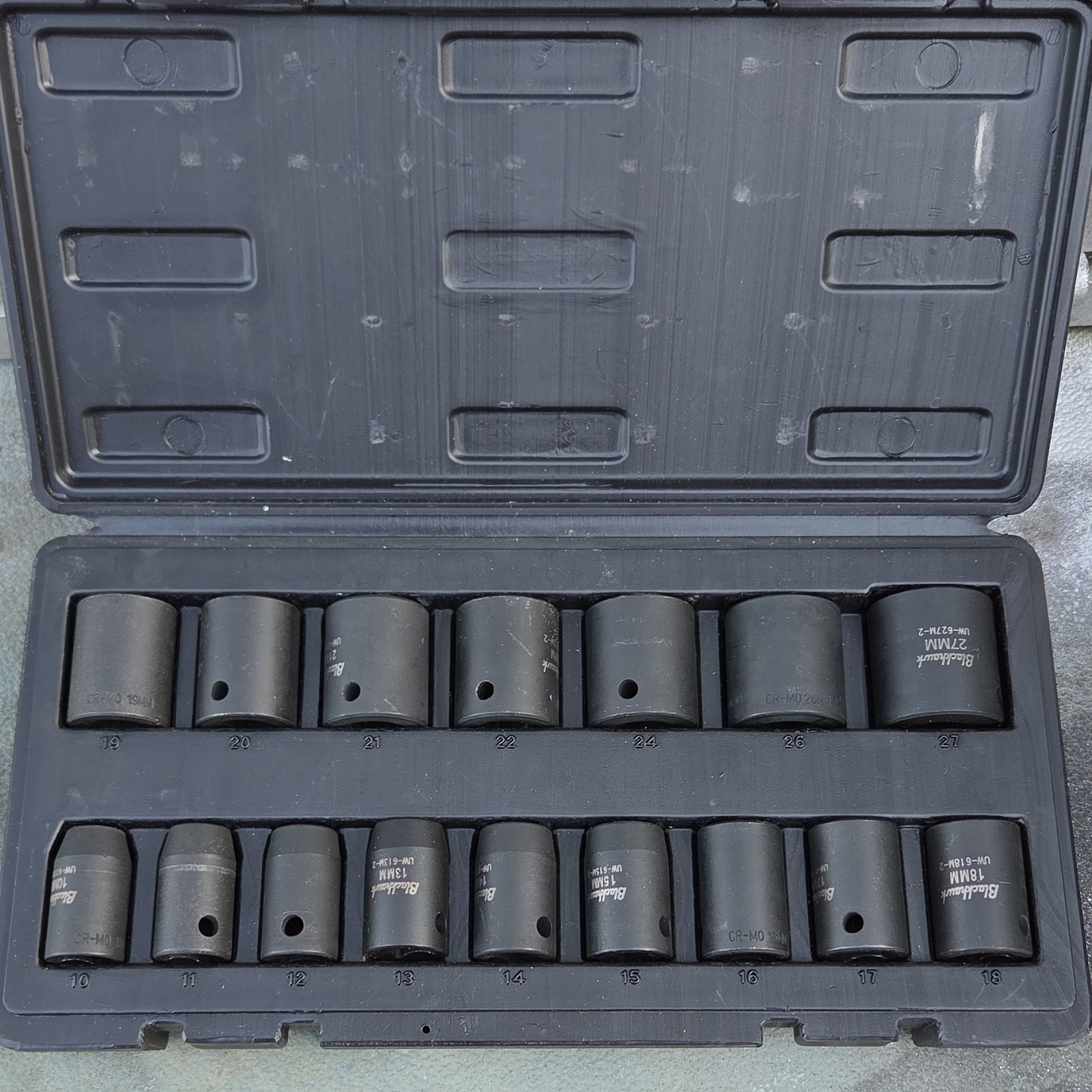 Blackhawk By Proto 16pc 1/2 Metric Impact Socket Set 10-27mm