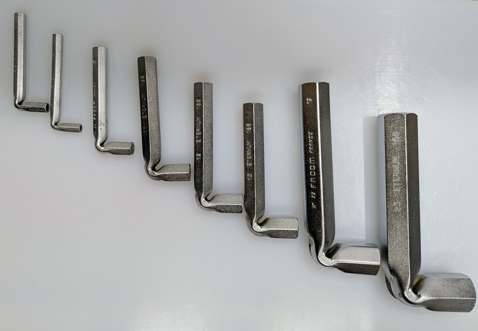 8 FACOM & ETERNUM L-Shape Hex Wrenches Sizes: 5, 5.5, 8, 11, 12, 13, 19, & 23mm