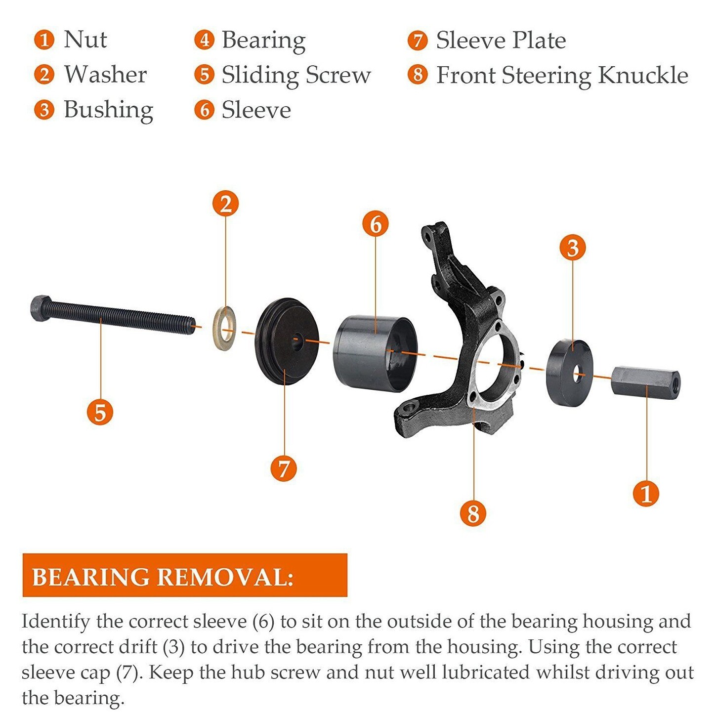 23PCS Front Wheel Drive Bearing Press Tool Set Removal Adapter Puller Pulley FWD