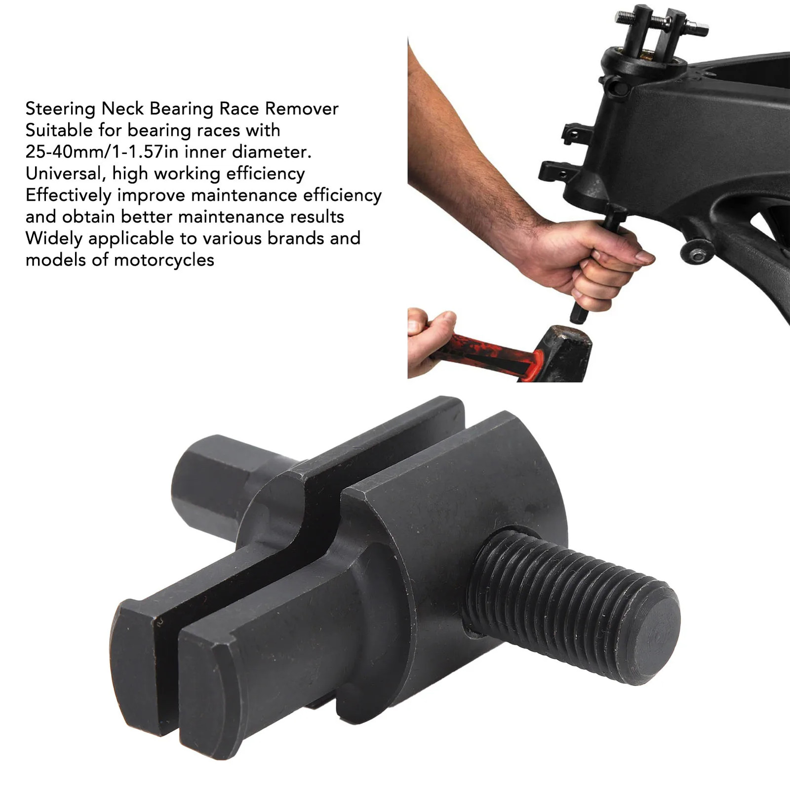 Steering Stem Bearing Race Removal Tool Universal for 25‑40mm/1‑1.57in ID