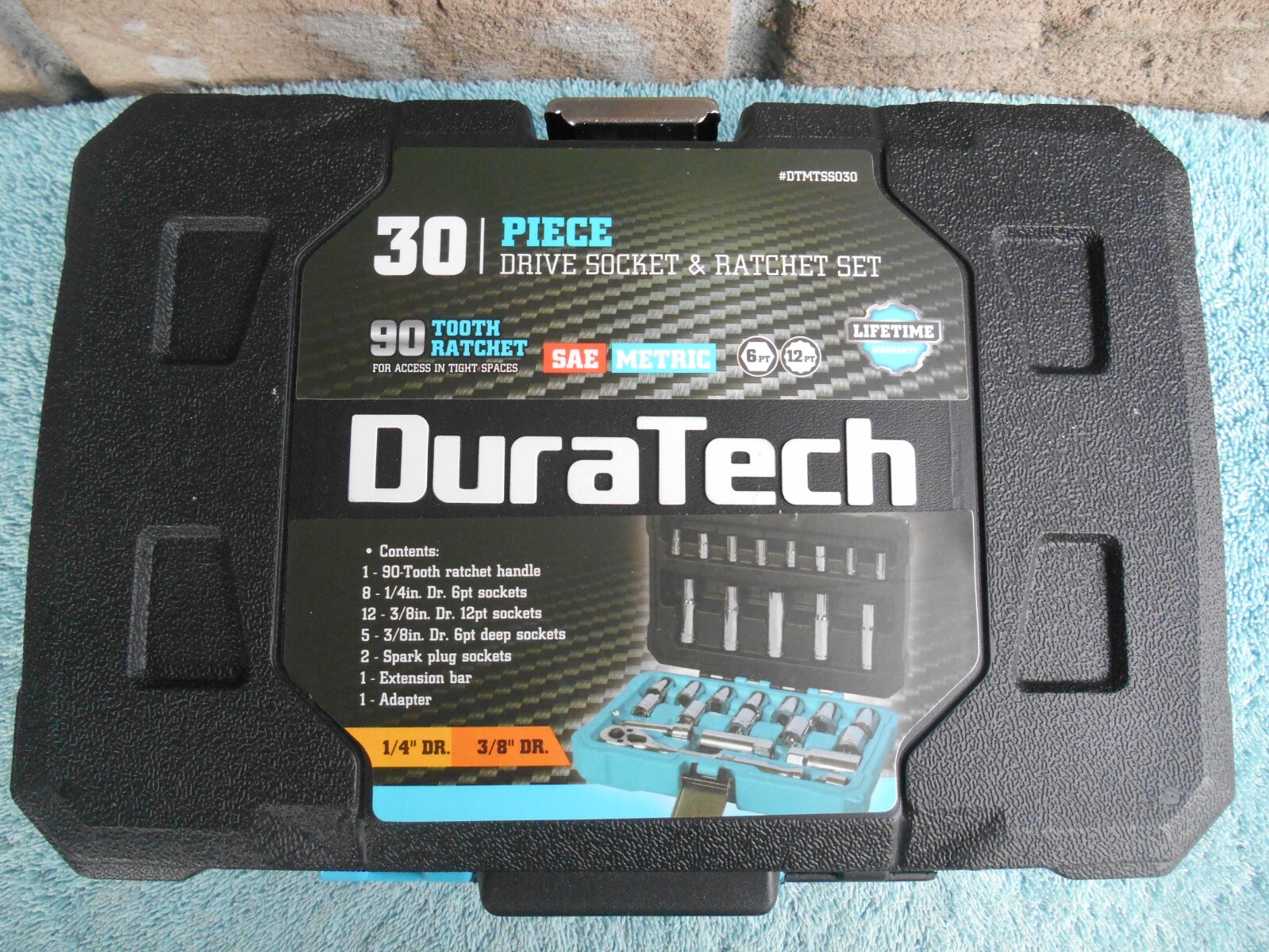 NEW DURATECH 30PC. 1/4″ 3/8″ Drive Impact SOCKET SET SAE / Metric WITH CASE.