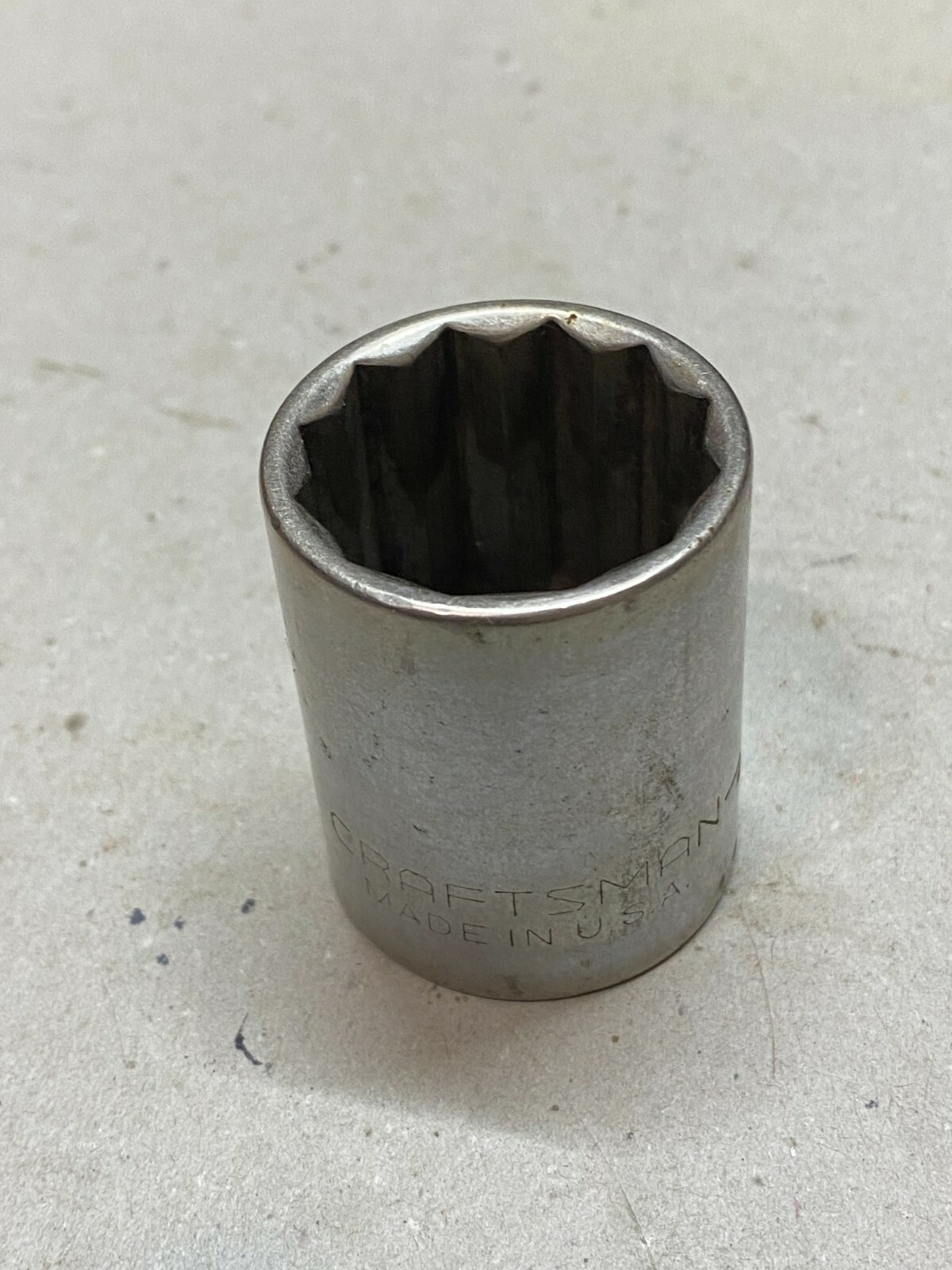 Vintage 70’s-80’s Craftsman 1″ Shallow Chrome 1/2″ Drive 12 Point Socket # 47514