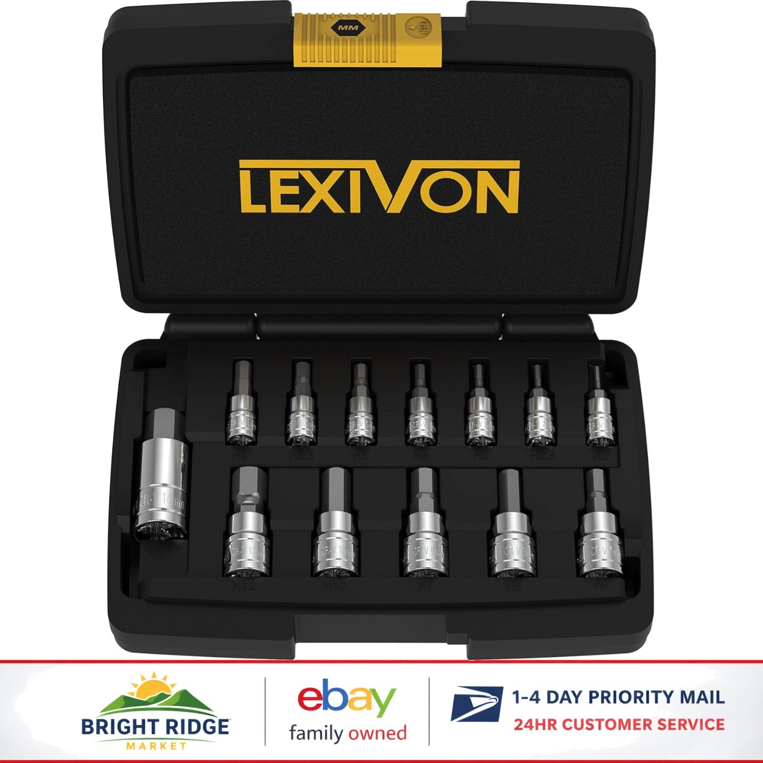 Polished Hex Bit Socket Set in Metric Sizes with Rust and Corrosion Resistance