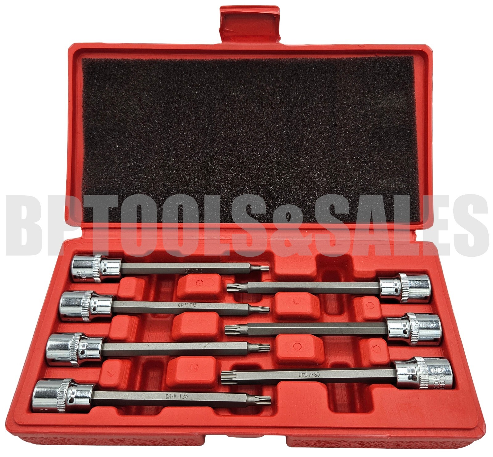 7pc 3/8″ DR. Extra Long TORX Bit Socket Set (METRIC) Long 110mm Shank T10 – T40