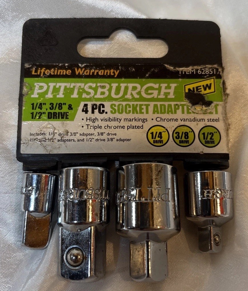 Pittsburgh Lifetime Warranty 4 Pc Socket Adapter Set Automotive Tools (62851)