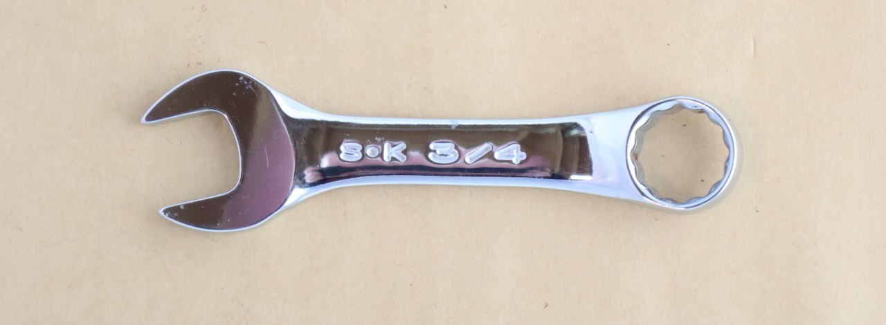 3/4 S-K Tools (USA) No. 88024 12 Point Stubby Combination Shiny Chrome Wrench