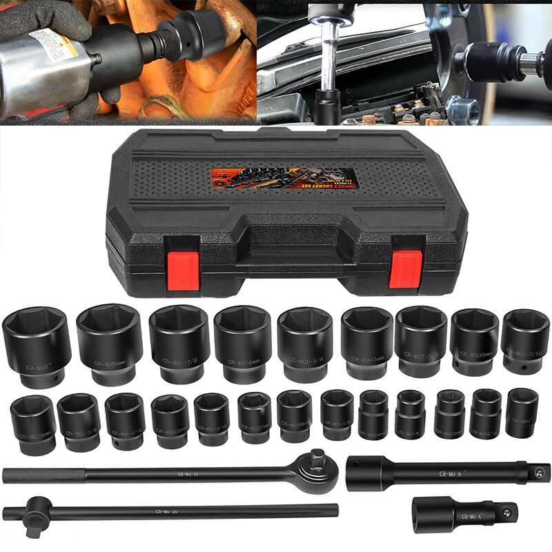 3/4″ Drive Impact Socket Set SAE 7/8″ to 2″ & Metric 22mm – 50mm 6 Point Socket