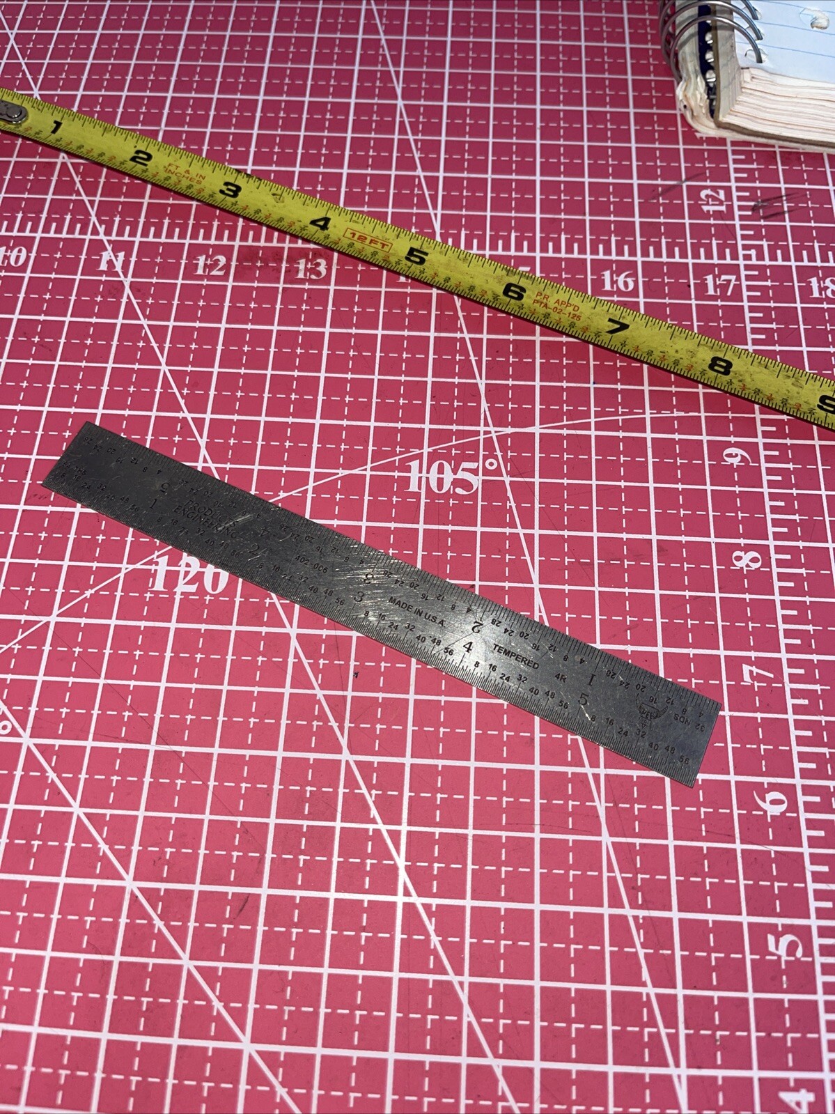 PEC USA 402006 4r Stainless Steel Satin Chrome Machinist Engineer Ruler Vintage