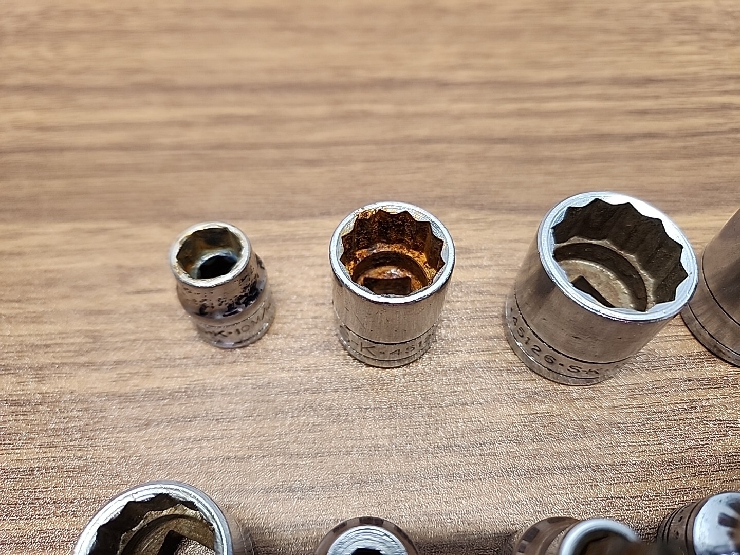 (9) S-K Wayne 3/8″ Drive 12 Point & Specialty SAE Metric Sockets Lot ~ Made USA