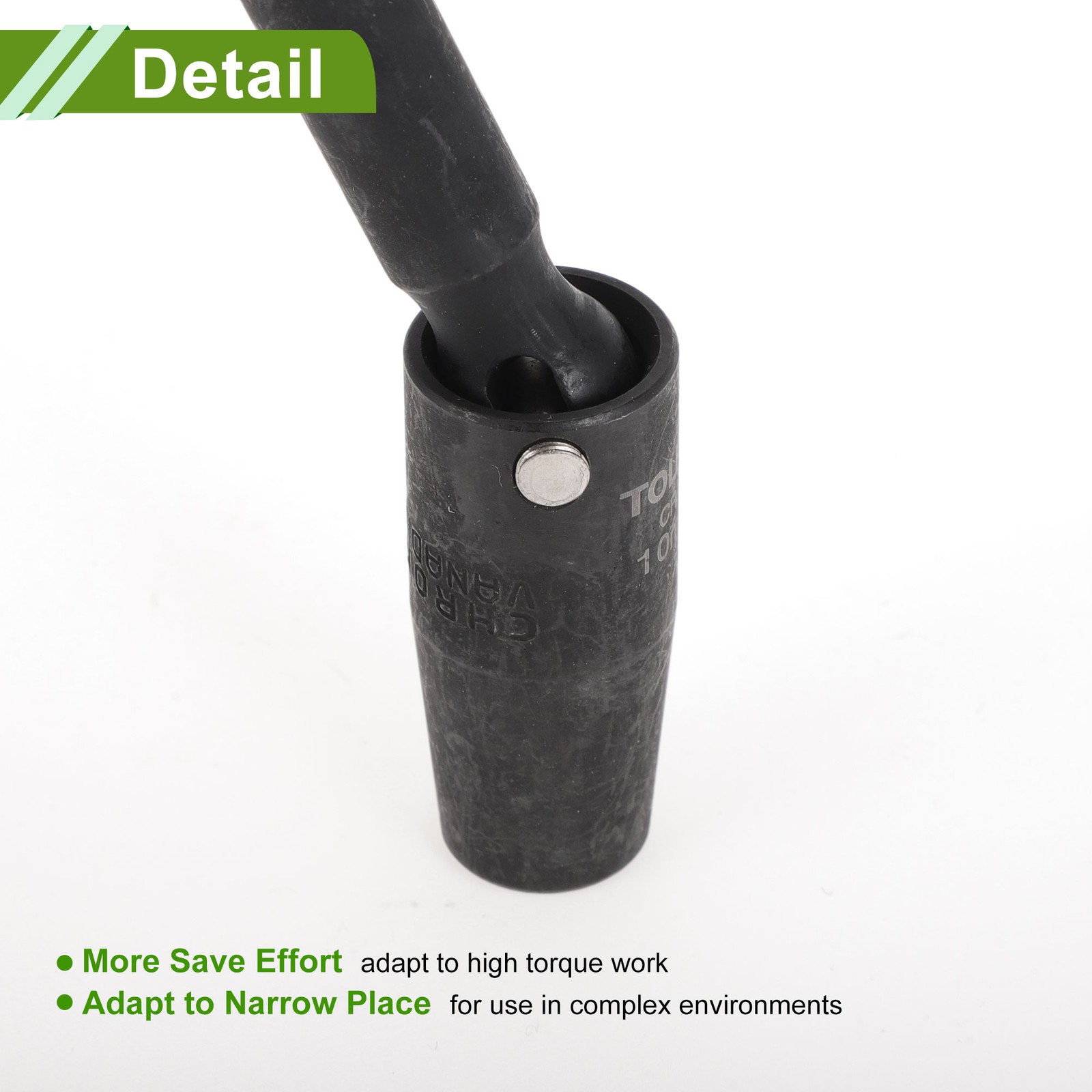 Universal 1/2 Inch Drive Impact Socket 10mm 6 Point 145mm CR-V Black 1 Pcs