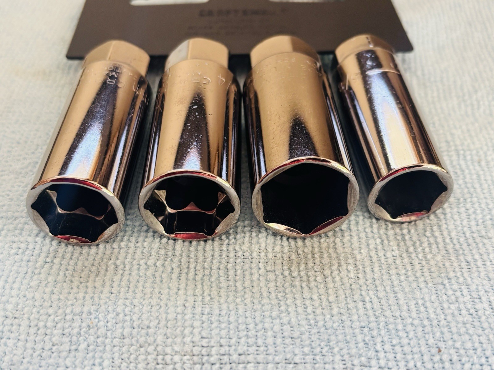 NOS Sears Craftsman Easy Read 4pc Spark Plug Socket Set 34504 USA SAE MM
