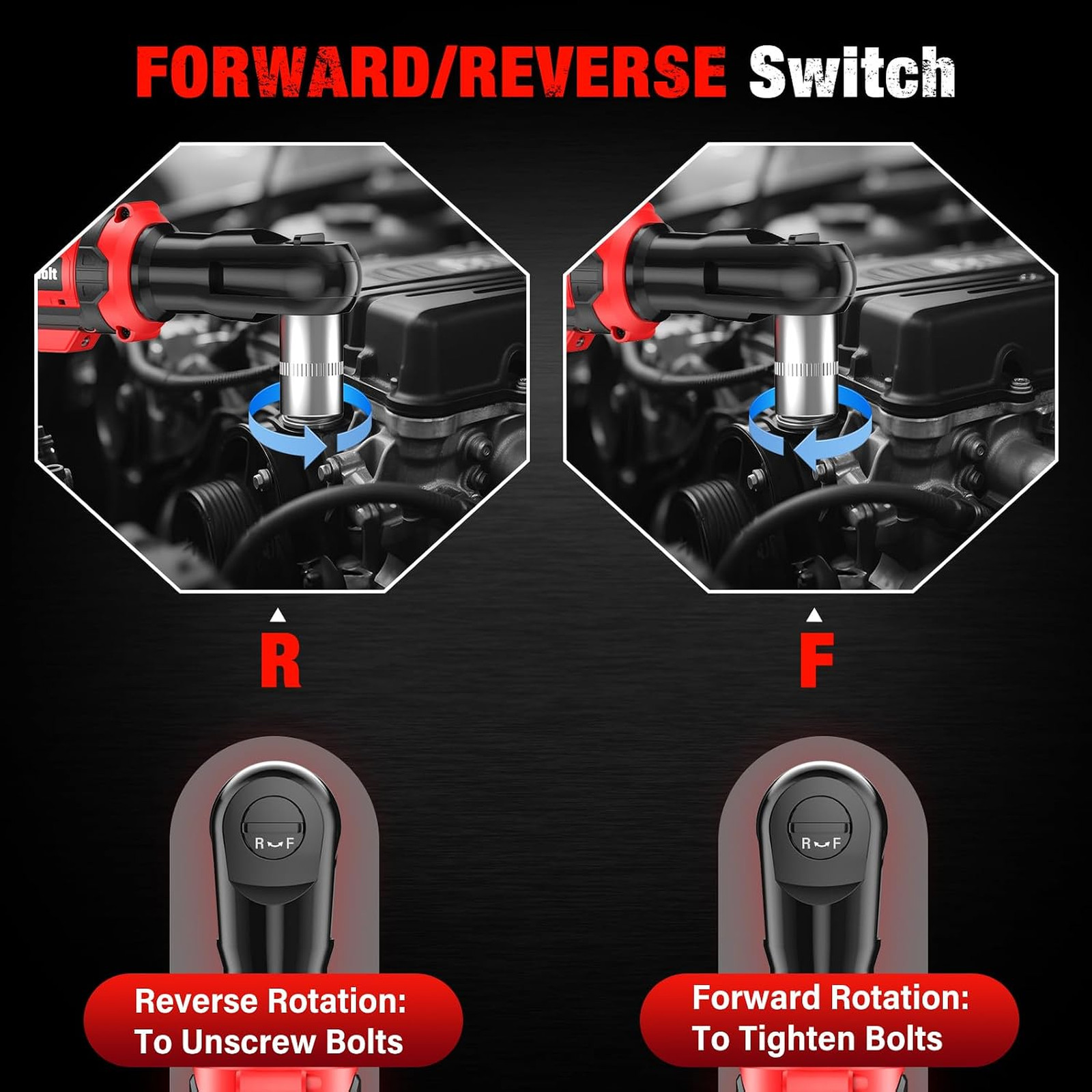 20V Cordless Ratchet Wrench 3/8″ Set, 88 Ft-lbs(120N.m), 500 RPM, Electric