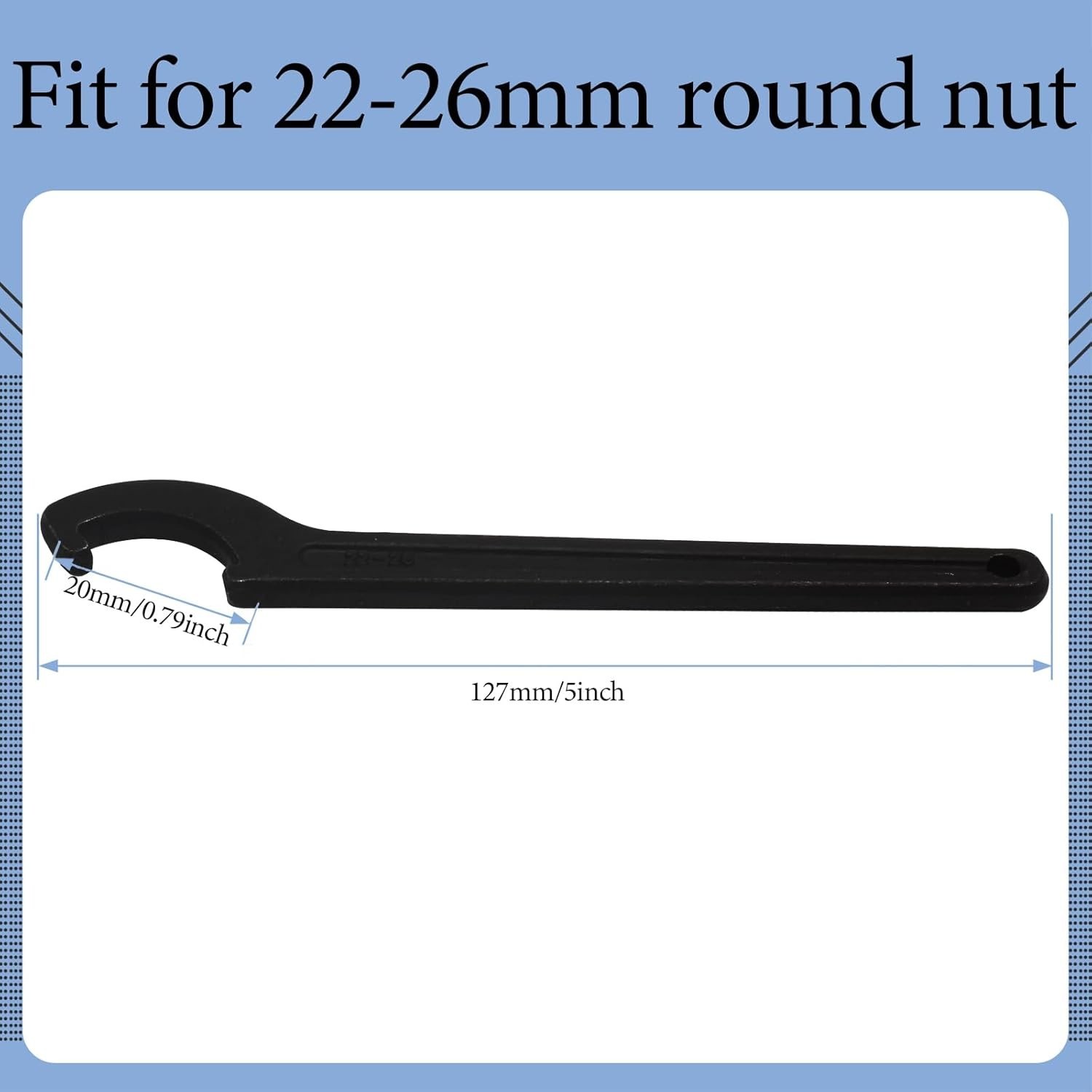 Durable C Hook Spanner Black 22-26mm Carbon Steel Round Nut Collet Chuck Tool