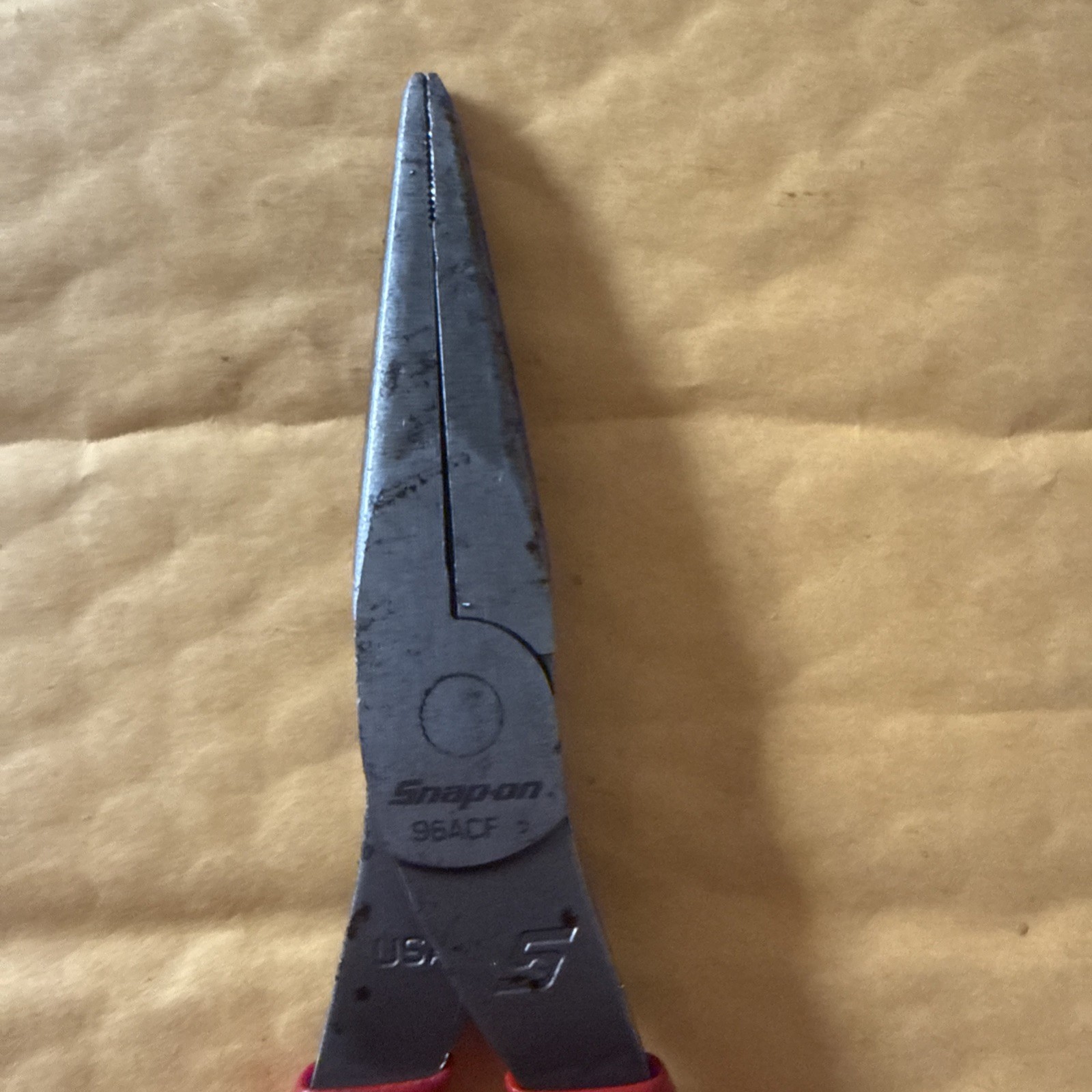 Snap-on Tools 96ACF 8″ Long Needle Nose Pliers Red USA