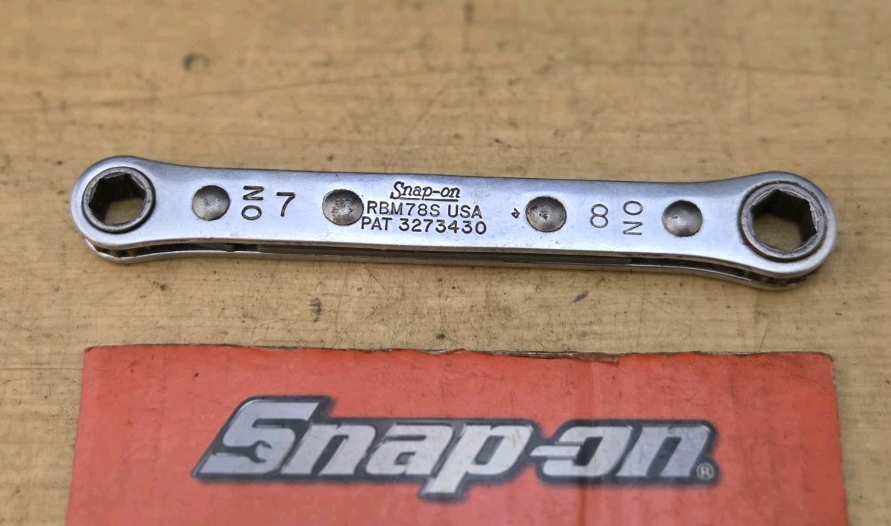Snap On RBM78S – 7mm X 8mm Flat 6 Pt Ratcheting Double Box End Wrench