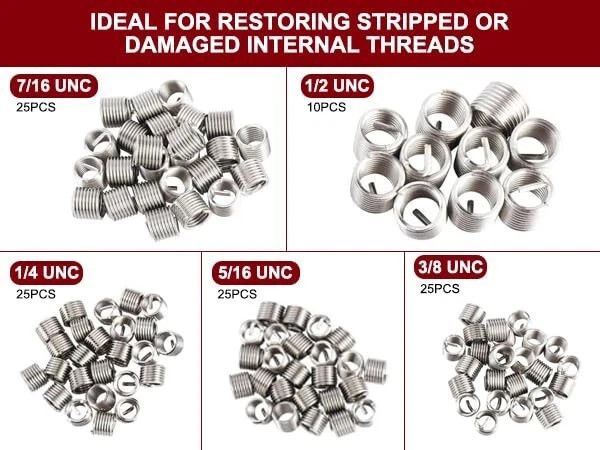Metric Rethreading Tool Kit Set M5 M6 M8 M10 M12 Helicoil Thread Repair 131Pcs