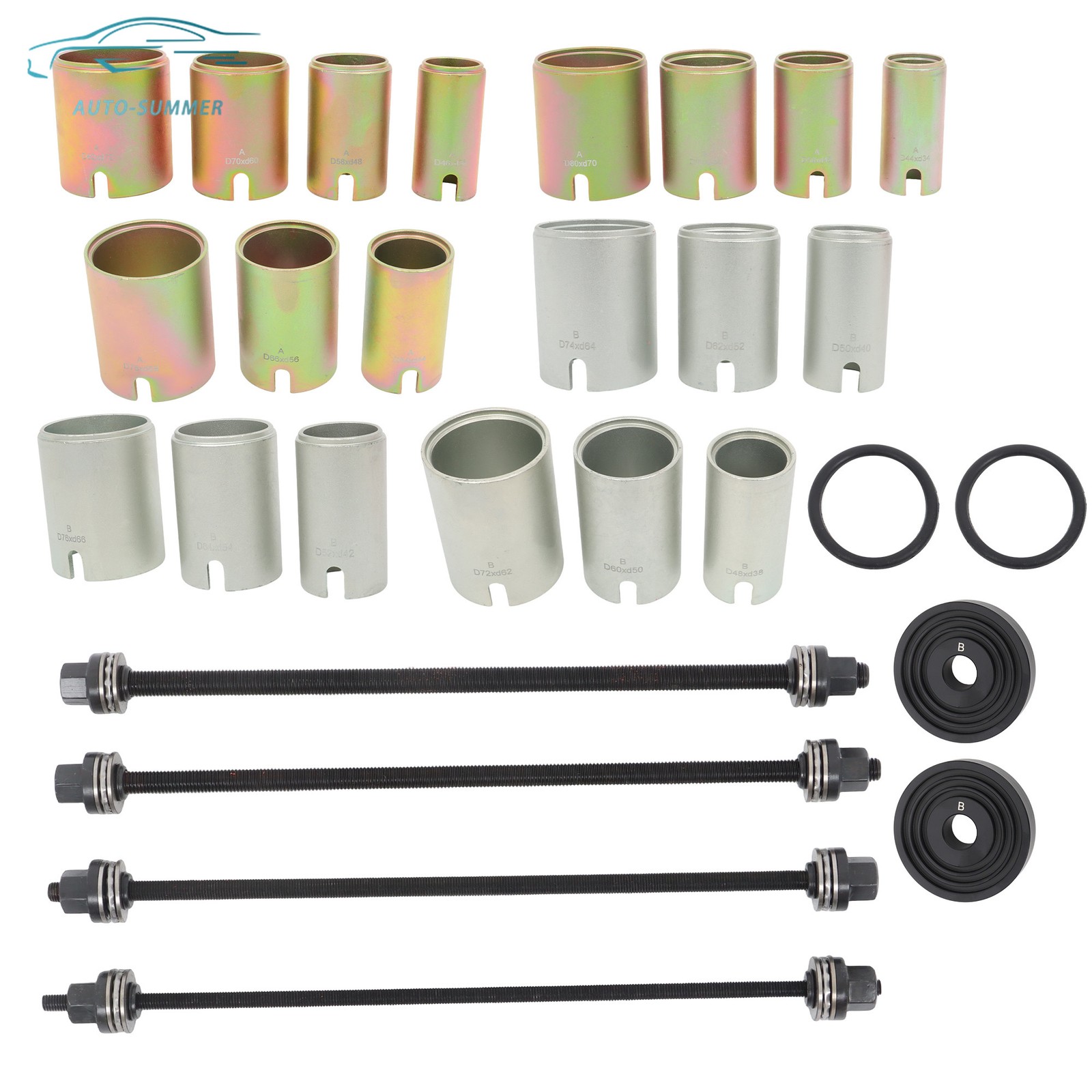 Universal Press & Pull Sleeve Kit Bush Bearing Removal Insertion Tool Set 26PCS