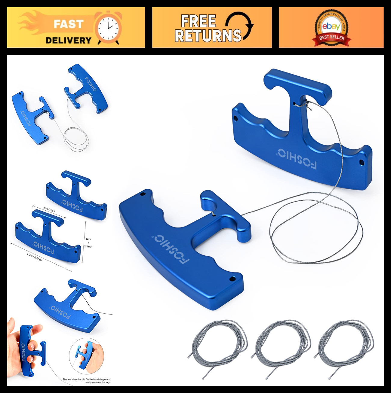 Aluminum Alloy Car Logo Emblem Remover Tool with 3PCS 60CM PE Cables for Film