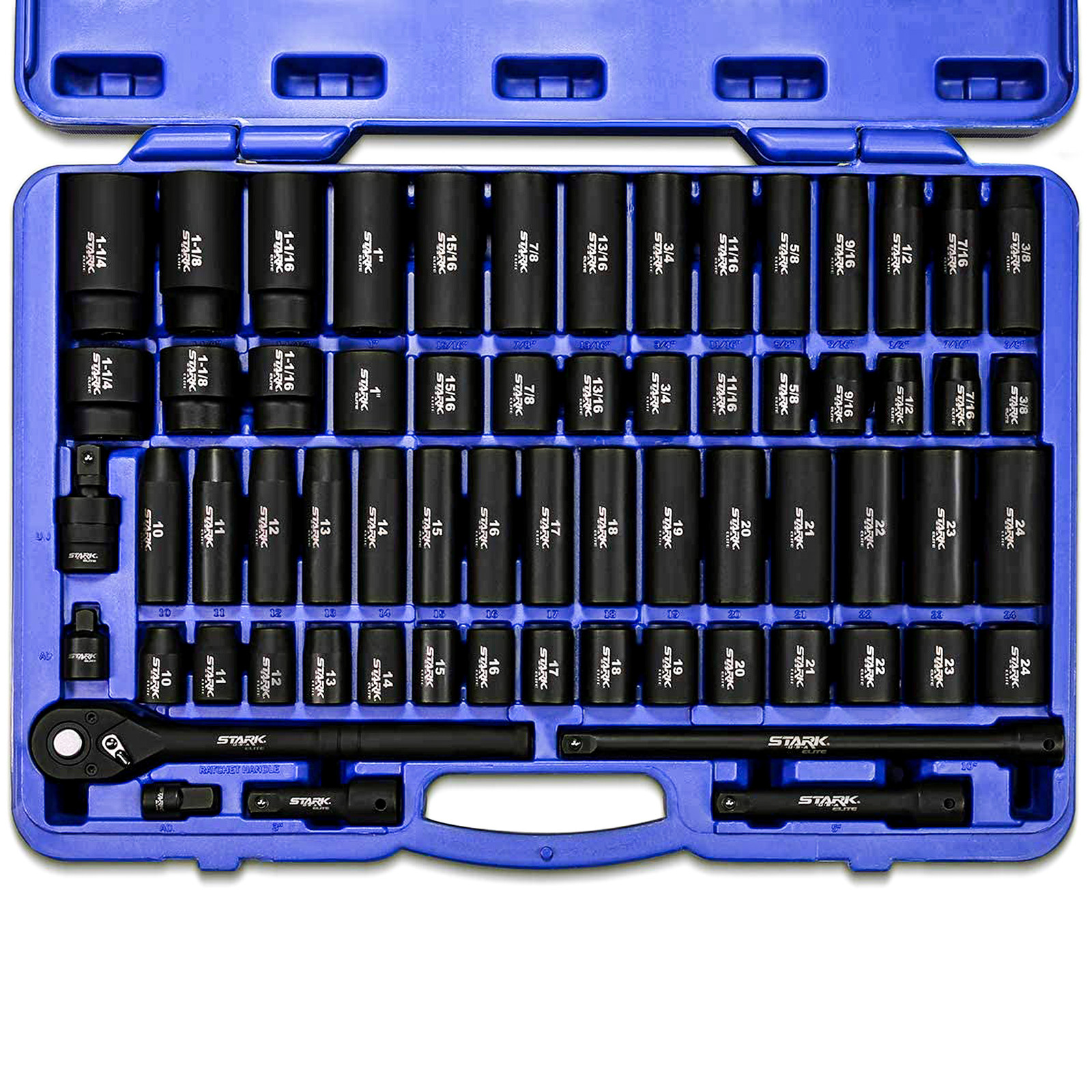 65pc 1/2″ Dr SAE & Metric Deep & Shallow STD Impact Socket Adapter Reducer Set