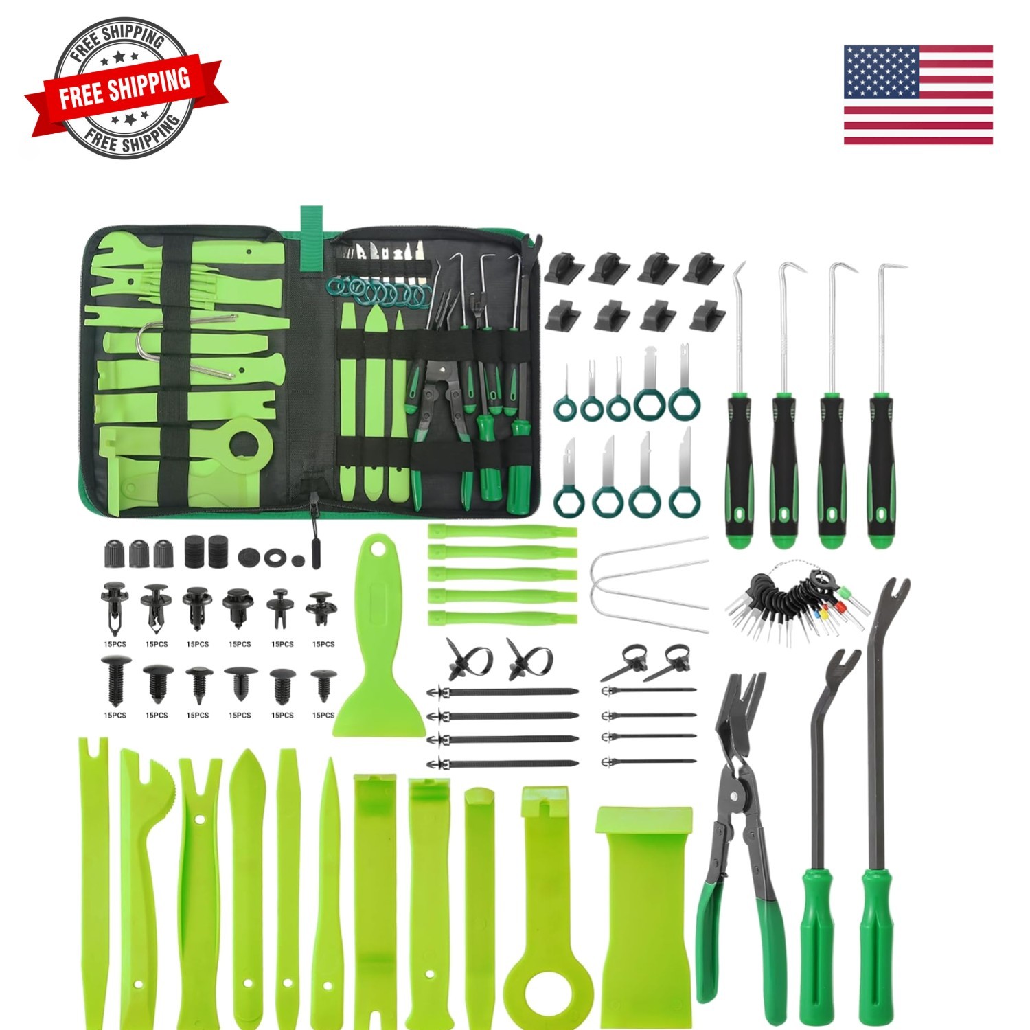 415Pcs Trim Removal Tool, Car Panel Door Radio Removal Kit, Auto Push Pin Bum…