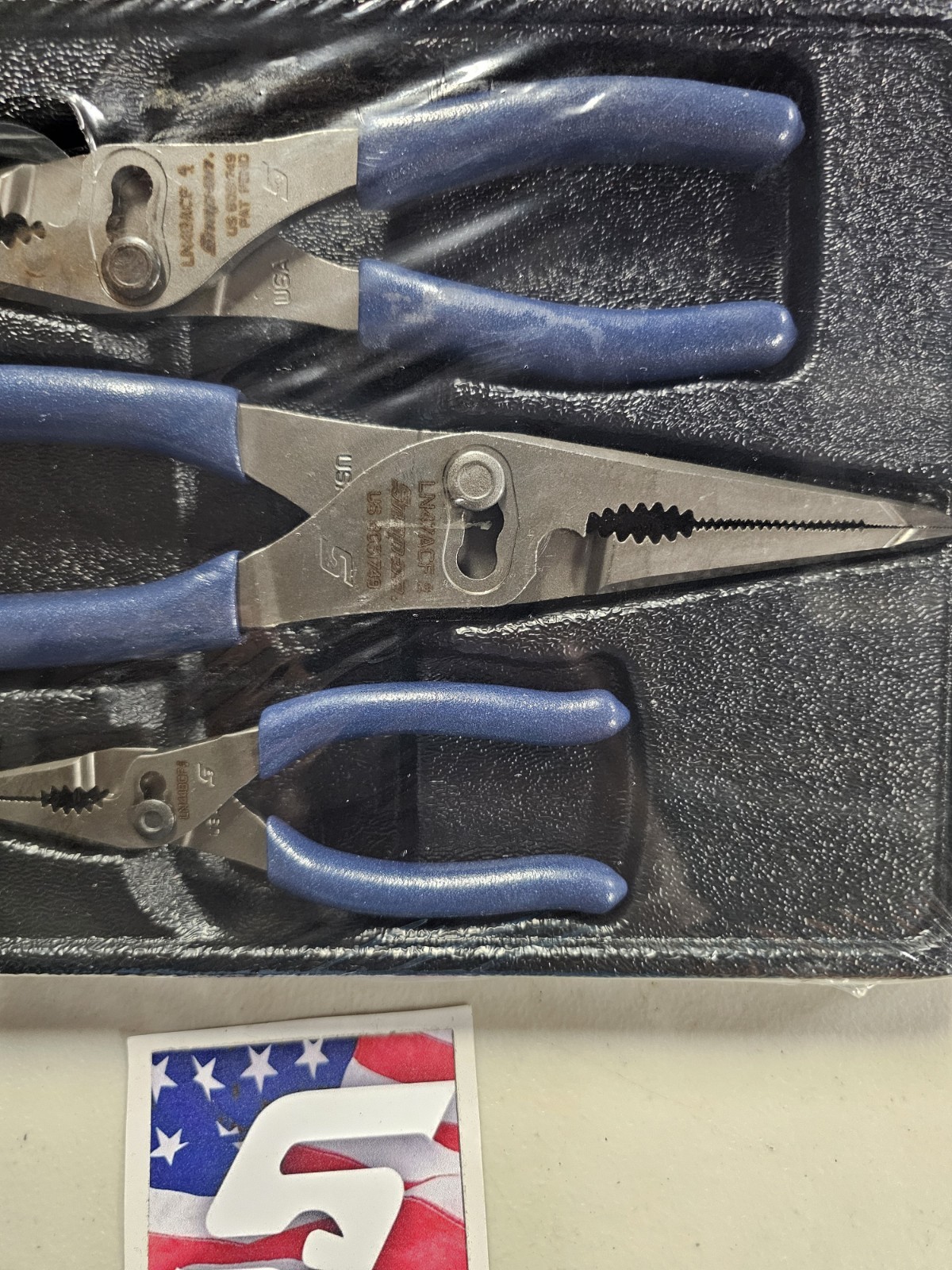 Snap-On Tools USA NEW POWER BLUE 3pc Long Nose Slip Joint Pliers Set PL3LNSJCFMB