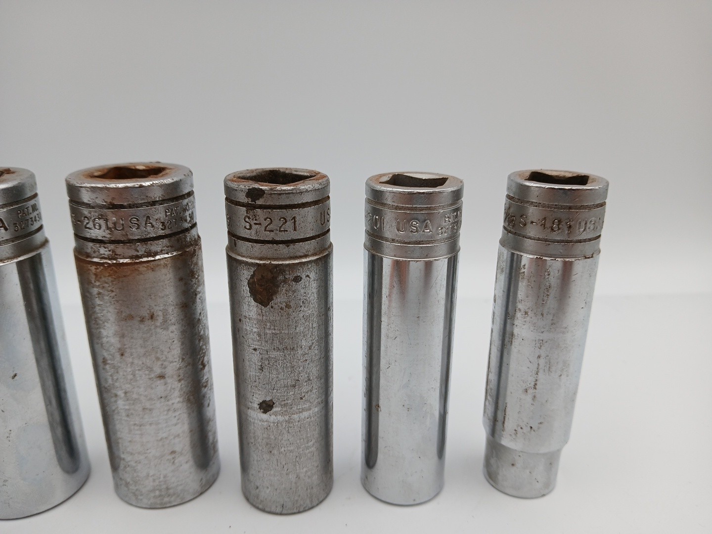 Lot of 6 Snap on Tools Deep Sockets SAE Various Sizes Underline 12 Point USA