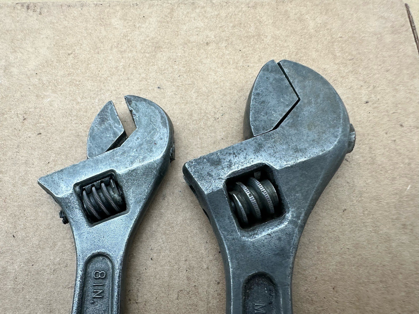 2 Vtg Crescent Tool Co Dunlap 10” 8” Adjustable Wrench Made USA Jamestown *READ*