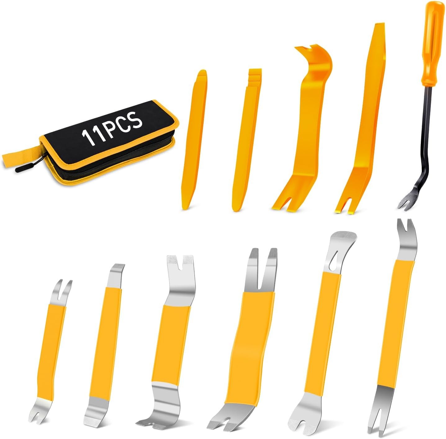 11PCS Trim Removal Tool Kit Metal & Nylon Pry Tools Set for Car Door Panel